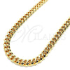 Gargantilla Basica 5.223.010.24 Oro Laminado, Diseño de Miami Cubana, Pulido, Tono Dorado (230 Gauge, 08 MM Thickness, 24 Inches Length)