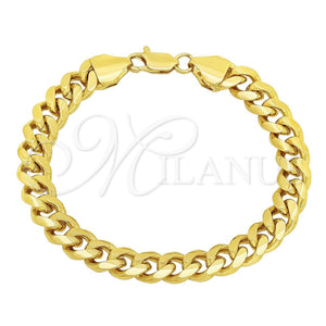 Pulsera Básica 5.223.010.09 Oro Laminado, Diseño de Miami Cubana, Pulido, Tono Dorado (230 Gauge, 09 MM Thickness, 9 Inches Length)