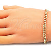 Pulsera Básica 5.223.012.08 Oro Laminado, Diseño de Miami Cubana, Pulido, Tono Dorado (140 Gauge, 05 MM Thickness, 8 Inches Length)
