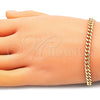 Pulsera Básica 5.223.012.08 Oro Laminado, Diseño de Miami Cubana, Pulido, Tono Dorado (140 Gauge, 05 MM Thickness, 8 Inches Length)