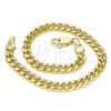 Pulsera Básica 5.223.012.08 Oro Laminado, Diseño de Miami Cubana, Pulido, Tono Dorado (140 Gauge, 05 MM Thickness, 8 Inches Length)