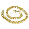 Pulsera Básica 5.223.012.08 Oro Laminado, Diseño de Miami Cubana, Pulido, Tono Dorado (140 Gauge, 05 MM Thickness, 8 Inches Length)