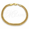 Pulsera Básica 5.223.012.08 Oro Laminado, Diseño de Miami Cubana, Pulido, Tono Dorado (140 Gauge, 05 MM Thickness, 8 Inches Length)