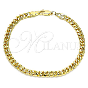 Pulsera Básica 5.223.012.08 Oro Laminado, Diseño de Miami Cubana, Pulido, Tono Dorado (140 Gauge, 05 MM Thickness, 8 Inches Length)