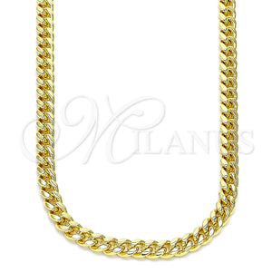 Gargantilla Basica 5.223.013.30 Oro Laminado, Diseño de Miami Cubana, Pulido, Tono Dorado (120 Gauge, 04 MM Thickness, 30 Inches Length)