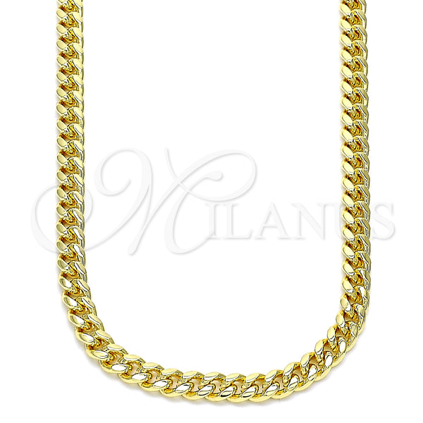 Gargantilla Basica 5.223.013.30 Oro Laminado, Diseño de Miami Cubana, Pulido, Tono Dorado (120 Gauge, 04 MM Thickness, 30 Inches Length)