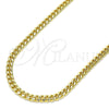 Gargantilla Basica 5.223.013.24 Oro Laminado, Diseño de Miami Cubana, Pulido, Tono Dorado (Calibre 120, Grosor 04 MM, 24 Pulgadas de Largo)