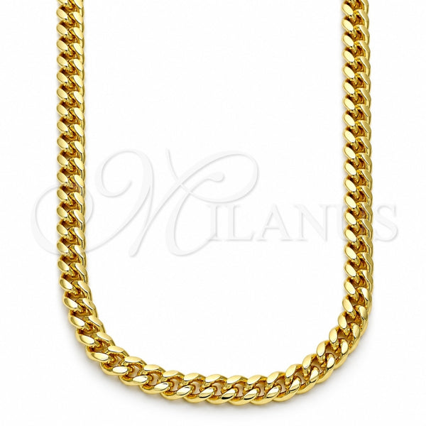 Gargantilla Basica 5.223.013.24 Oro Laminado, Diseño de Miami Cubana, Pulido, Tono Dorado (Calibre 120, Grosor 04 MM, 24 Pulgadas de Largo)