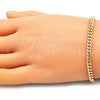 Pulsera Básica 5.223.013.07 Oro Laminado, Diseño de Miami Cubana, Pulido, Tono Dorado (120 Gauge, 04 MM Thickness, 7 Inches Length)