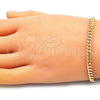Pulsera Básica 5.223.013.07 Oro Laminado, Diseño de Miami Cubana, Pulido, Tono Dorado (120 Gauge, 04 MM Thickness, 7 Inches Length)