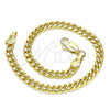 Pulsera Básica 5.223.013.07 Oro Laminado, Diseño de Miami Cubana, Pulido, Tono Dorado (120 Gauge, 04 MM Thickness, 7 Inches Length)