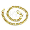 Pulsera Básica 5.223.013.07 Oro Laminado, Diseño de Miami Cubana, Pulido, Tono Dorado (120 Gauge, 04 MM Thickness, 7 Inches Length)
