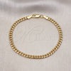 Pulsera Básica 5.223.013.07 Oro Laminado, Diseño de Miami Cubana, Pulido, Tono Dorado (120 Gauge, 04 MM Thickness, 7 Inches Length)