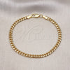 Pulsera Básica 5.223.013.07 Oro Laminado, Diseño de Miami Cubana, Pulido, Tono Dorado (120 Gauge, 04 MM Thickness, 7 Inches Length)