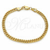 Pulsera Básica 5.223.013.07 Oro Laminado, Diseño de Miami Cubana, Pulido, Tono Dorado (120 Gauge, 04 MM Thickness, 7 Inches Length)