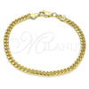 Pulsera Básica 5.223.013.07 Oro Laminado, Diseño de Miami Cubana, Pulido, Tono Dorado (120 Gauge, 04 MM Thickness, 7 Inches Length)