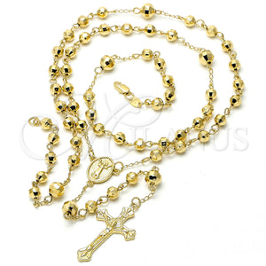 Rosario Grande 5.210.003.28 Oro Laminado, Diseño de Divino Niño y Crucifijo, Diamantado, Tono Dorado