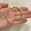 Pulsera Básica 5.223.010.08 Oro Laminado, Diseño de Miami Cubana, Pulido, Tono Dorado (230 Gauge, 08 MM Thickness, 8 Inches Length)