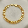 Pulsera Básica 5.223.010.08 Oro Laminado, Diseño de Miami Cubana, Pulido, Tono Dorado (230 Gauge, 08 MM Thickness, 8 Inches Length)