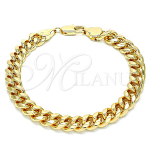 Pulsera Básica 5.223.010.08 Oro Laminado, Diseño de Miami Cubana, Pulido, Tono Dorado (230 Gauge, 08 MM Thickness, 8 Inches Length)
