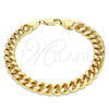 Pulsera Básica 5.223.010.08 Oro Laminado, Diseño de Miami Cubana, Pulido, Tono Dorado (230 Gauge, 08 MM Thickness, 8 Inches Length)