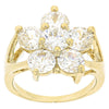 Anillo Multi Piedra 5.165.013.06 Oro Laminado, Diseño de Flor, con Blanca Zirconia Cubica, Pulido, Tono Dorado (Size 6)