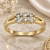 Anillo Multi Piedra 5.167.027.06 Oro Laminado, con Zirconia Cubica Blanca, Pulido, Tono Dorado (Tamaño 6)
