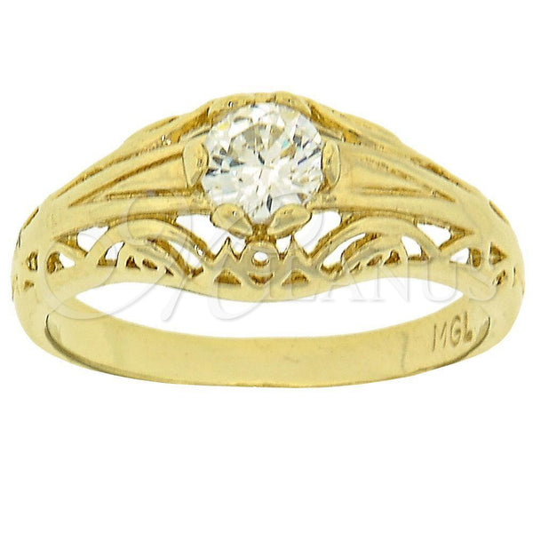 Anillo Multi Piedra 5.165.023.06 Oro Laminado, con Blanca Zirconia Cubica, Pulido, Tono Dorado (Size 6)