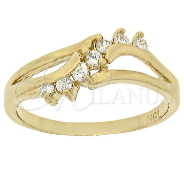 Anillo Multi Piedra 5.166.019.07 Oro Laminado, con Blanca Zirconia Cubica, Pulido, Tono Dorado (Size 7)