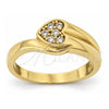 Anillo Multi Piedra 5.167.024.06 Oro Laminado, Diseño de Corazón, con Blanca Zirconia Cubica, Pulido, Tono Dorado (Size 6)