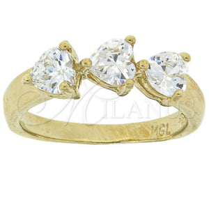 Anillo Multi Piedra 5.165.024.06 Oro Laminado, Diseño de Corazón, con Blanca Zirconia Cubica, Pulido, Tono Dorado (Size 6)
