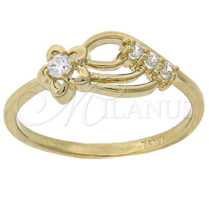 Anillo Multi Piedra 5.165.033.06 Oro Laminado, Diseño de Flor, con Blanca Zirconia Cubica, Pulido, Tono Dorado (Size 6)