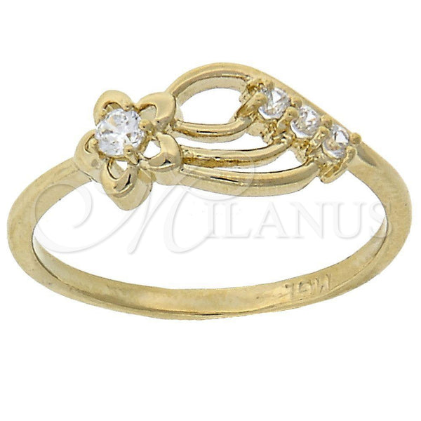Anillo Multi Piedra 5.165.033.06 Oro Laminado, Diseño de Flor, con Blanca Zirconia Cubica, Pulido, Tono Dorado (Size 6)