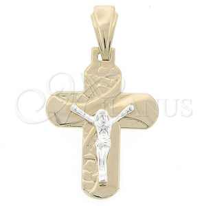 Dije Religioso 43.014 Oro Laminado, Diseño de Crucifijo, Pulido, Tres Tonos