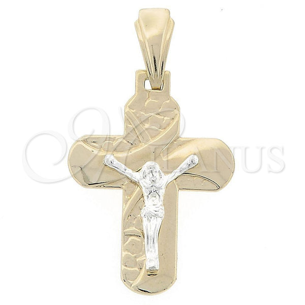 Dije Religioso 43.014 Oro Laminado, Diseño de Crucifijo, Pulido, Tres Tonos
