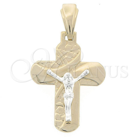 Dije Religioso 43.014 Oro Laminado, Diseño de Crucifijo, Pulido, Tres Tonos