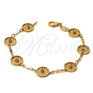 Pulsera Elegante 5.027.012 Oro Laminado, Diseño de Flor, con Blanca Zirconia Cubica, Diamantado, Tono Dorado (10 MM Thickness, 7 Inches Length)