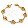 Pulsera Elegante 5.027.012 Oro Laminado, Diseño de Flor, con Blanca Zirconia Cubica, Diamantado, Tono Dorado (10 MM Thickness, 7 Inches Length)