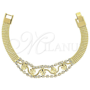 Pulsera Elegante 5.022.009 Oro Laminado, con Blanca Zirconia Cubica, Pulido, Tono Dorado (13 MM Thickness, 8 Inches Length)