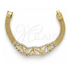 Pulsera Elegante 5.022.009 Oro Laminado, con Blanca Zirconia Cubica, Pulido, Tono Dorado (13 MM Thickness, 8 Inches Length)