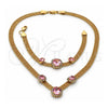 Collar y Pulsera 5.013.005 Oro Laminado, con Zirconia Cubica Rodolito Claro y Blanca, Pulido, Tono Dorado