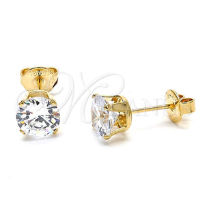 Arete Dormilona 5.128.019 Oro Laminado, con Zirconia Cubica Blanca, Pulido, Tono Dorado