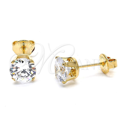 Arete Dormilona 5.128.019 Oro Laminado, con Zirconia Cubica Blanca, Pulido, Tono Dorado