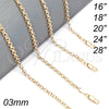 Gargantilla Basica 5.223.021.16 Oro Laminado, Diseño de Rolo, Pulido, Tono Dorado (Calibre 0.80, Grosor 03 MM, 16 Pulgadas de Largo)
