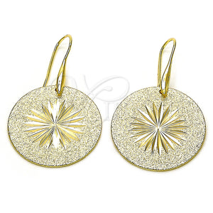 Arete Colgante 5.092.003 Oro Laminado, Diseño de Flor y Sol, Diamantado, Tono Dorado