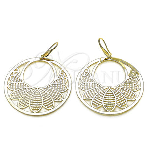 Arete Colgante 5.077.001 Oro Laminado, Diseño de Oja, Pulido, Tono Dorado