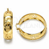 Argolla Grande 5.150.003.45 Oro Laminado, Diseño de Flor, Cepillado, Tono Dorado