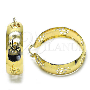 Argolla Grande 5.150.003.45 Oro Laminado, Diseño de Flor, Cepillado, Tono Dorado