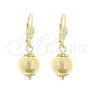 Arete Colgante 5.123.014 Oro Laminado, Diseño de Disco y Bola, Pulido, Tono Dorado