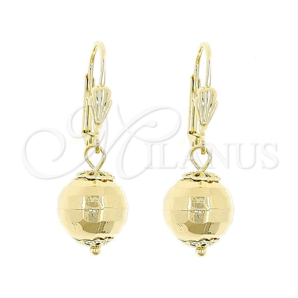 Arete Colgante 5.123.014 Oro Laminado, Diseño de Disco y Bola, Pulido, Tono Dorado